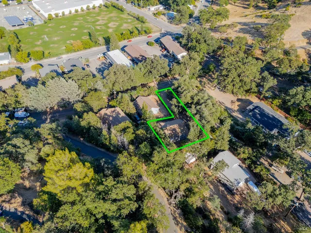 a city view with tall buildings