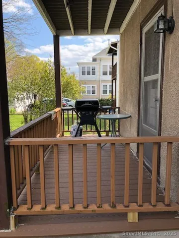 a view of porch with seating space