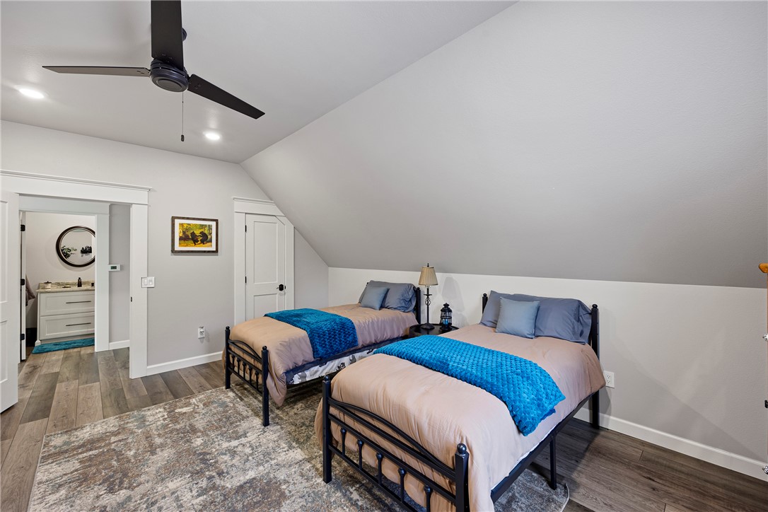 3419 Bailey Loop Road London, AR 72847 - Photo 33 of 60 Wood-finish flooring, recessed lighting, ceiling fan, and sloped ceiling