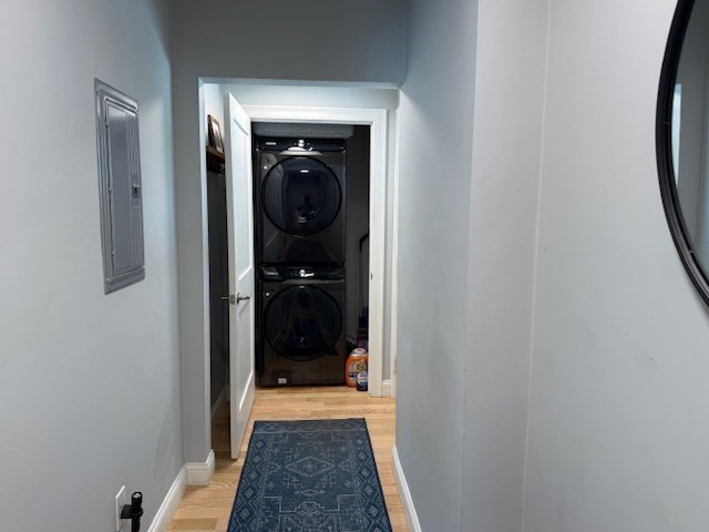 4 Cushing Street, Unit A Amesbury, MA 01913 - Photo 17 of 19 a view of a hallway with a washer and dryer