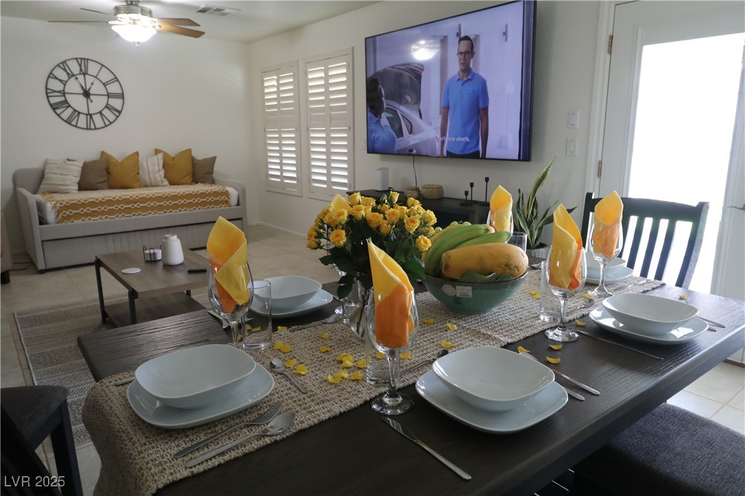 Undisclosed Address Las Vegas, NV 89118 - Photo 7 of 19 Dining room featuring ceiling fan, plenty of natur
