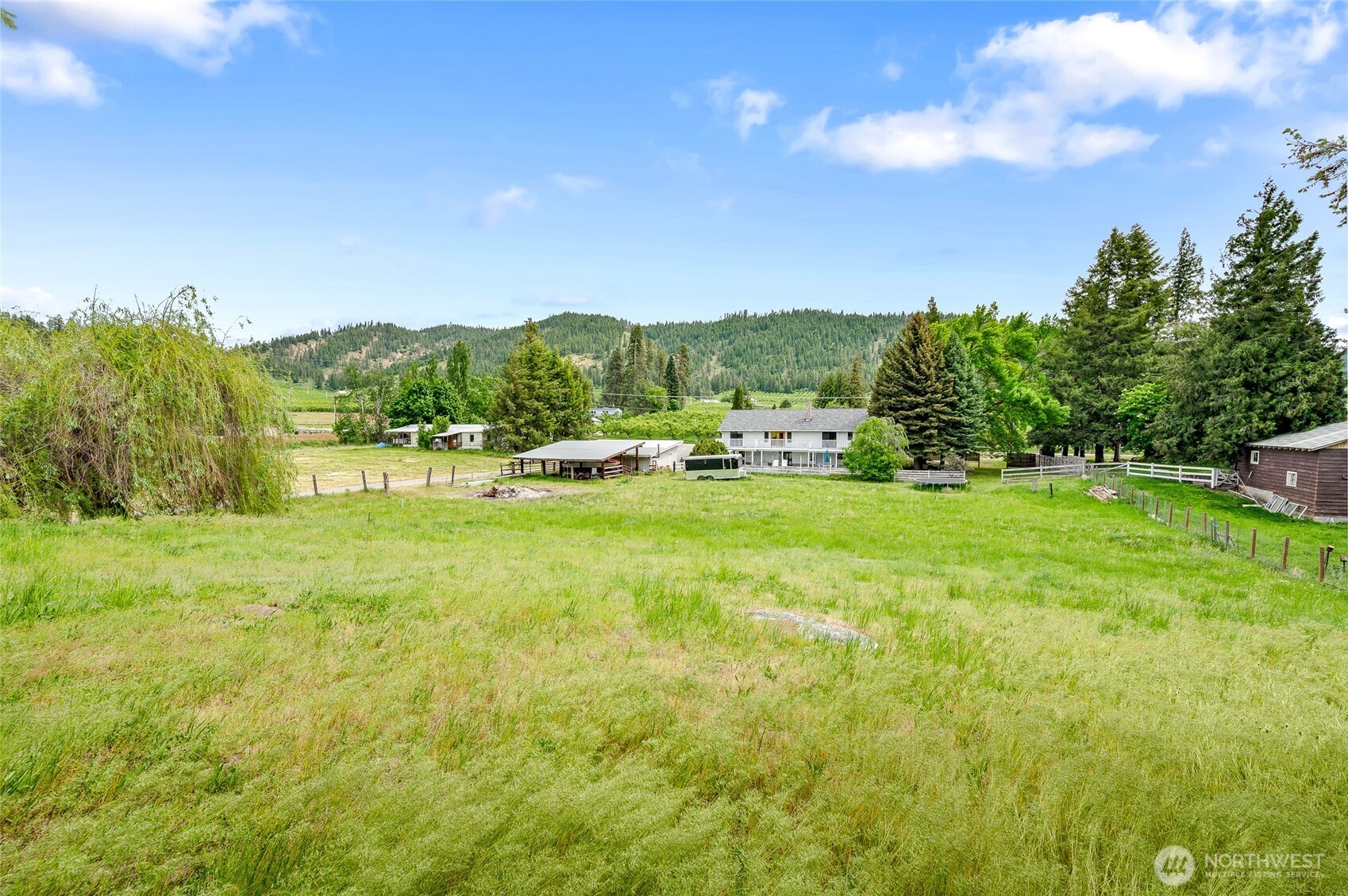 9656 North Road Peshastin, WA 98847 - Photo 5 of 40 a view of a grassy field with mountains in the background