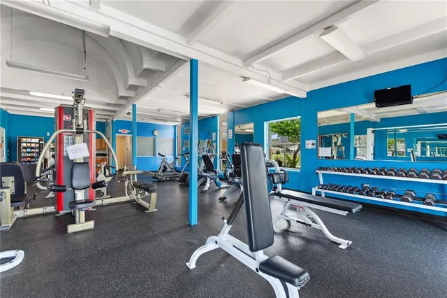 a view of a room with gym equipment