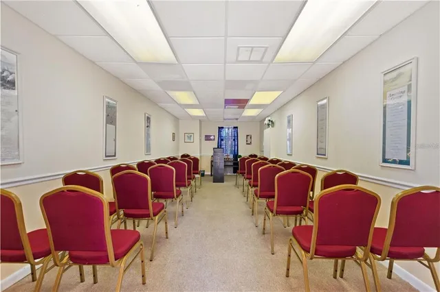 a view of an entrance of the building