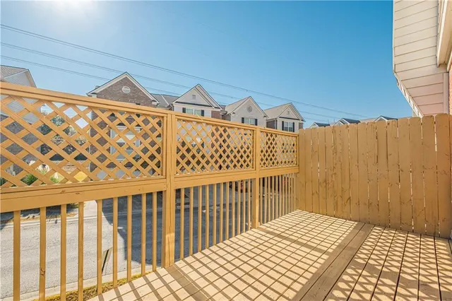 a view of wooden balcony