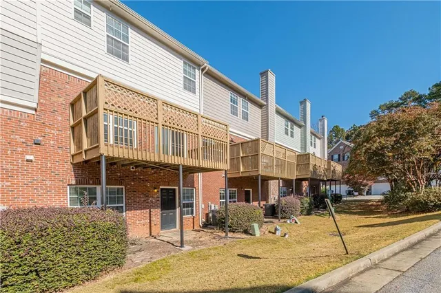 a front view of a building with street view