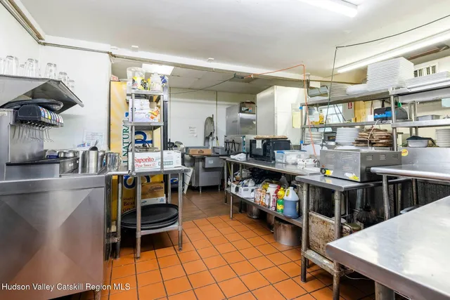 an outdoor space with seating