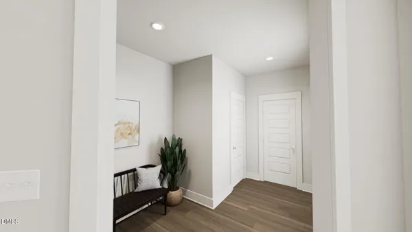 a view of entryway with wooden floor