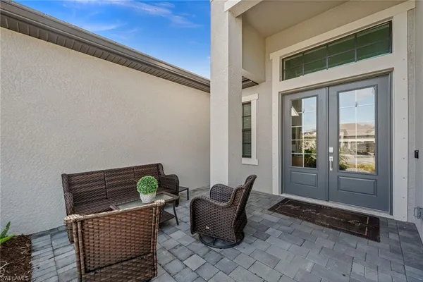 a view of outdoor space with furniture