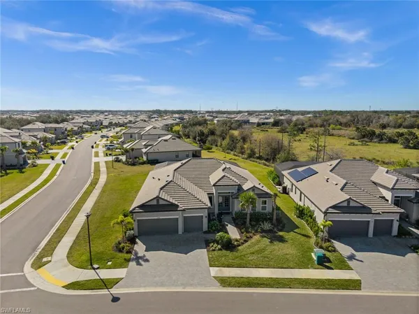 an aerial view of a house
