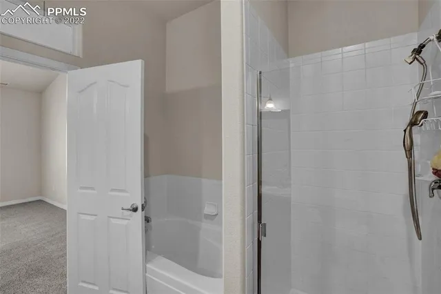 a bathroom with a bathtub