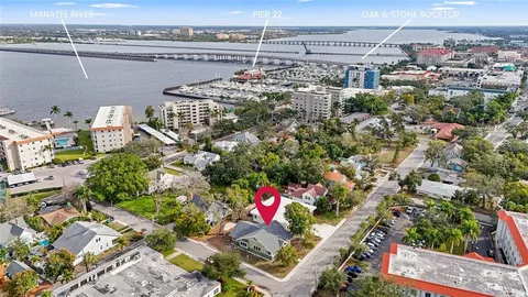 a view of street with flower on side of it