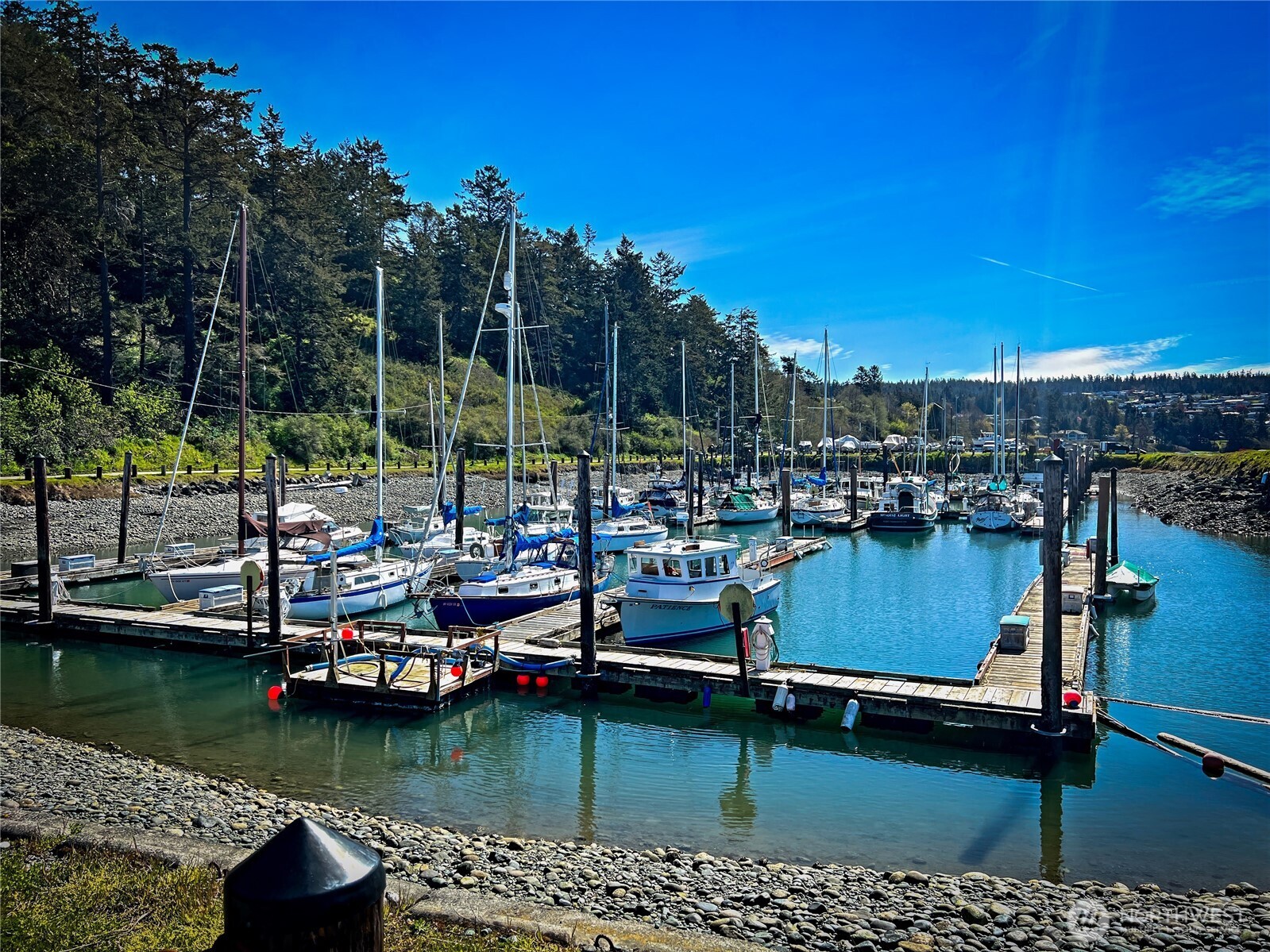 85 Quinault Loop Port Townsend, WA 98368 - Photo 24 of 34 a view of a lake with boats and trees in the background