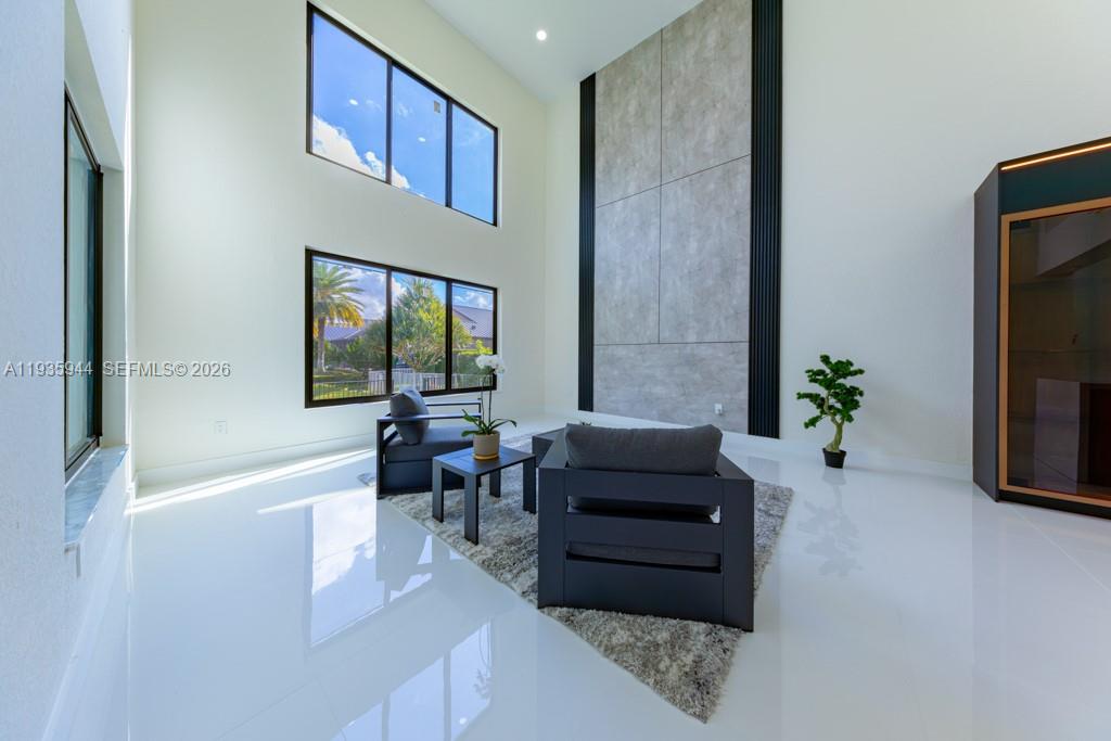 a living room with furniture