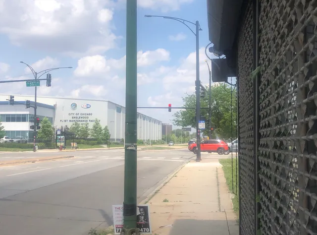 a street view with sitting space
