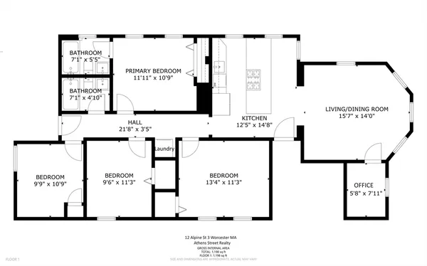 $3,200 | 12 Alpine Street, Unit 1, Worcester, MA 01610