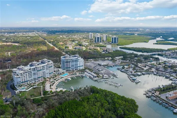 an aerial view of residential building and lake view