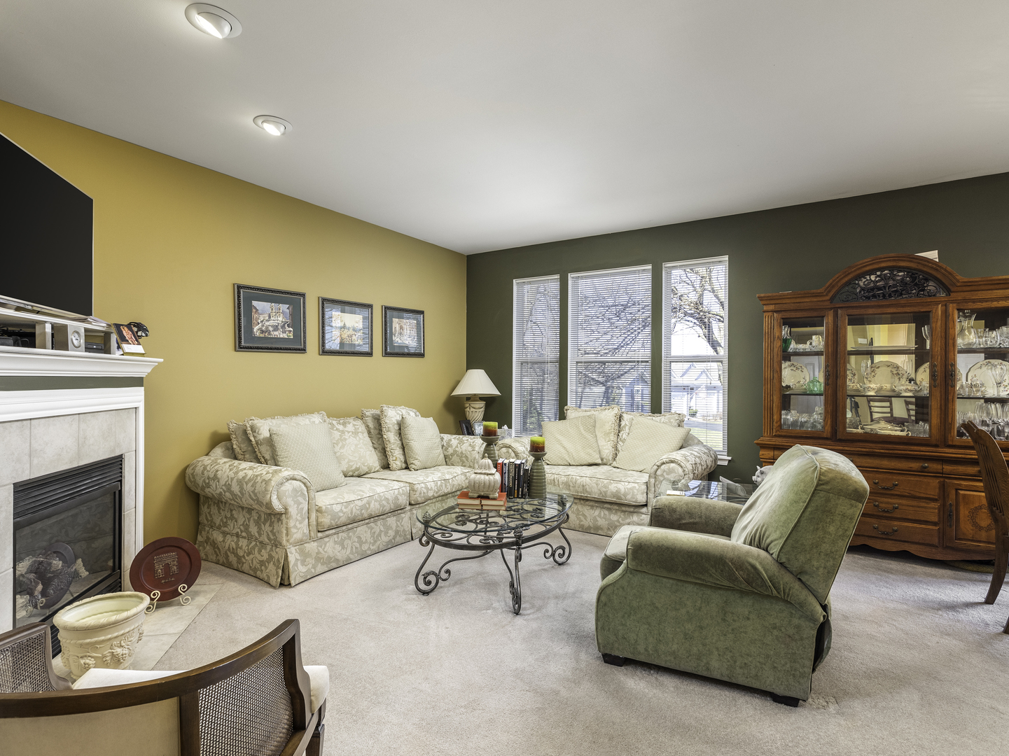267 Ridge Road North Aurora, IL 60542 - Photo 9 of 27 a living room with fireplace furniture and a flat screen tv