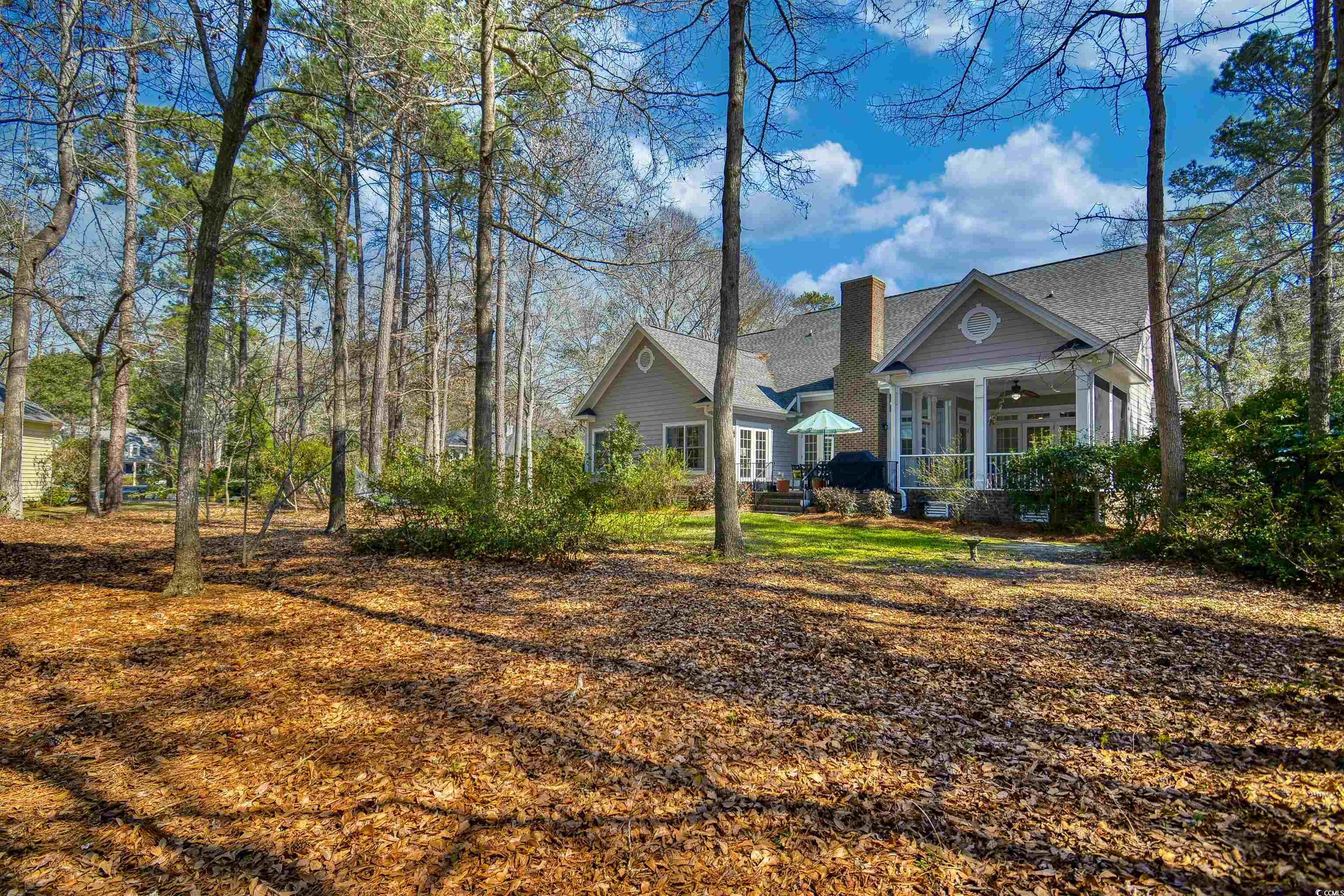 4514 Wagon Run Murrells Inlet, SC 29576 - Photo 36 of 40 Exterior space featuring ceiling fan and a chimney
