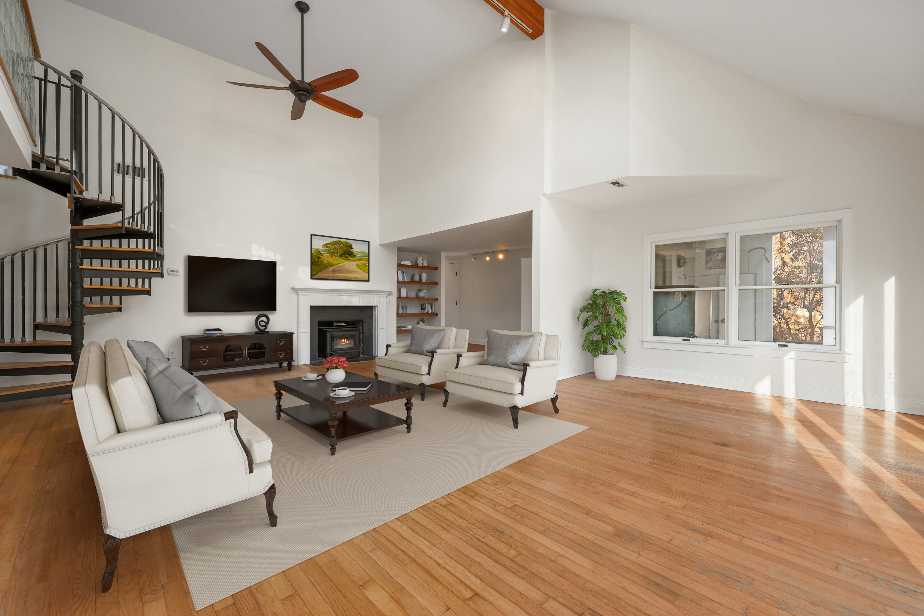 38 Chester Road Easton, CT 06612 - Photo 14 of 36 a living room with furniture a fireplace and a flat screen tv