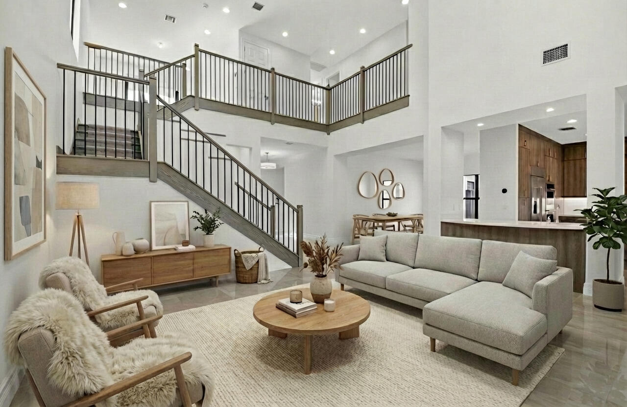 9087 Chauvet Way Boca Raton, FL 33496 - Photo 2 of 78 a living room with furniture and a view of kitchen