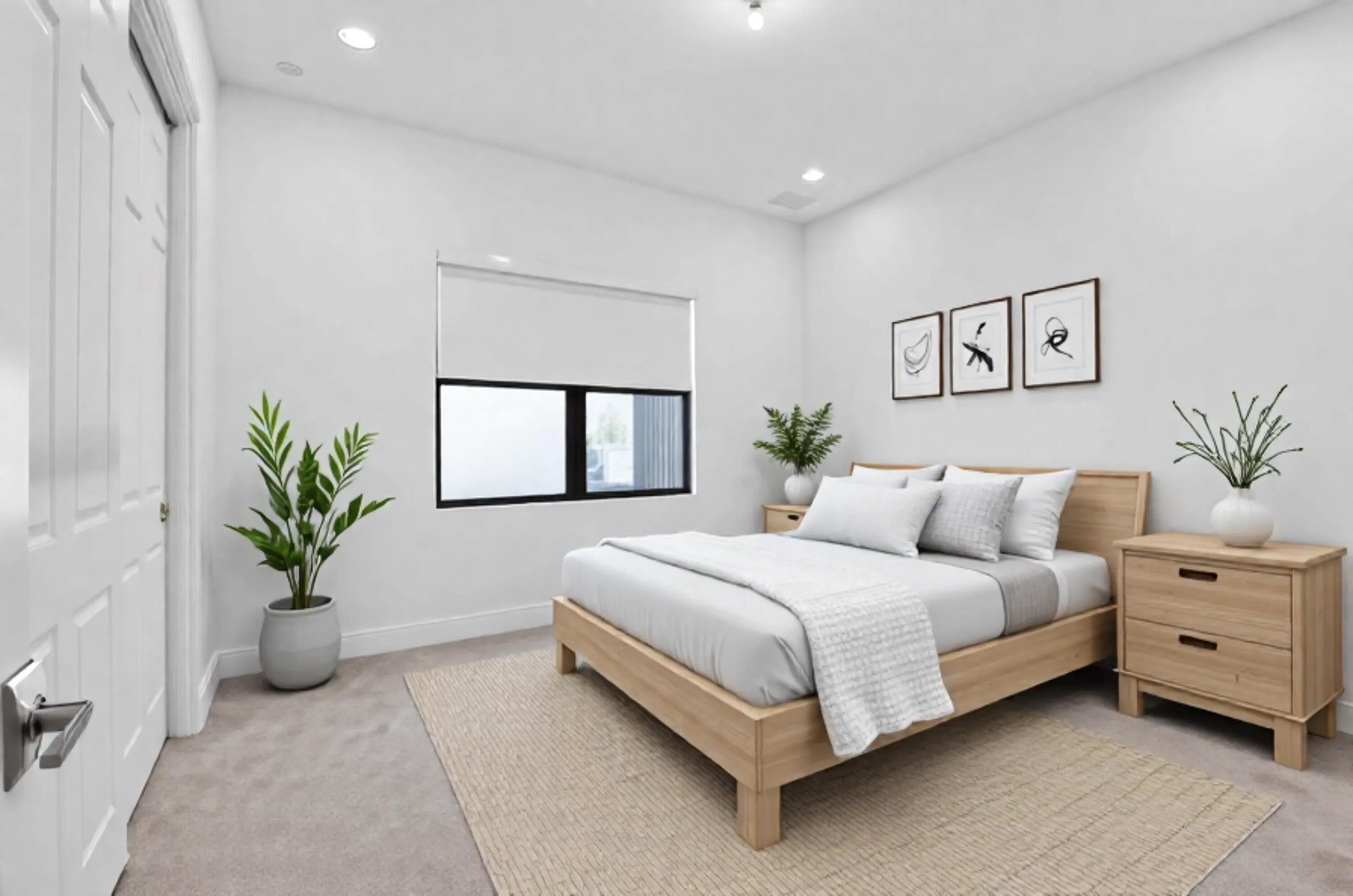 9087 Chauvet Way Boca Raton, FL 33496 - Photo 8 of 78 a bedroom with a large bed and a potted plant