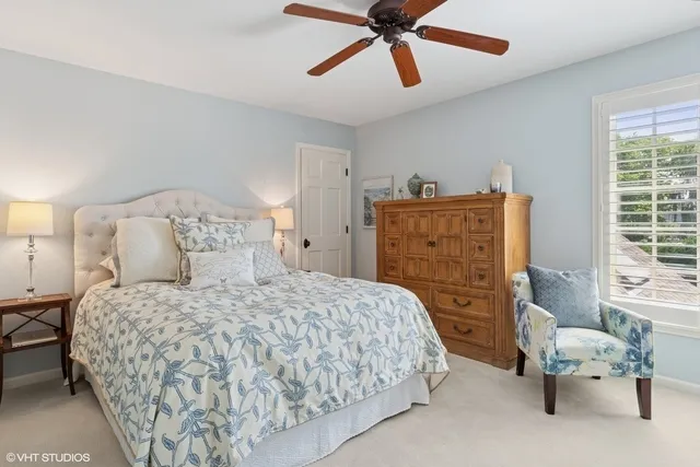 a bedroom with a bed and furniture