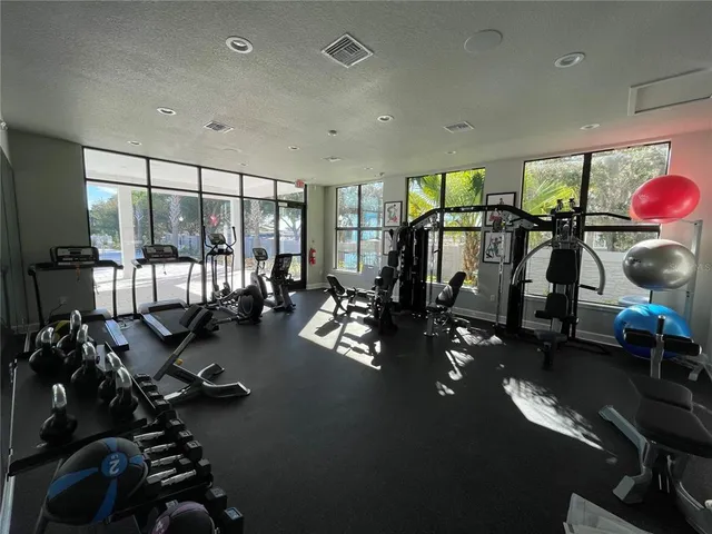 a view of a room with gym equipment