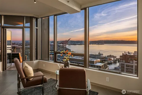 a view of a living room with furniture