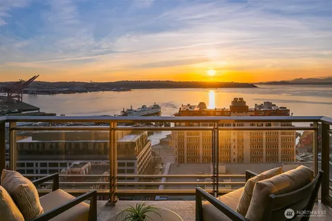a view of a balcony with ocean view