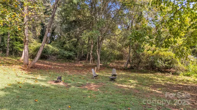 a backyard of a house with a tree