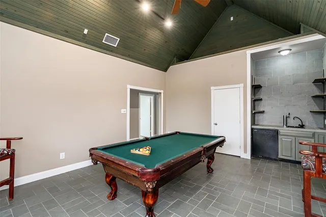 a room with pool table