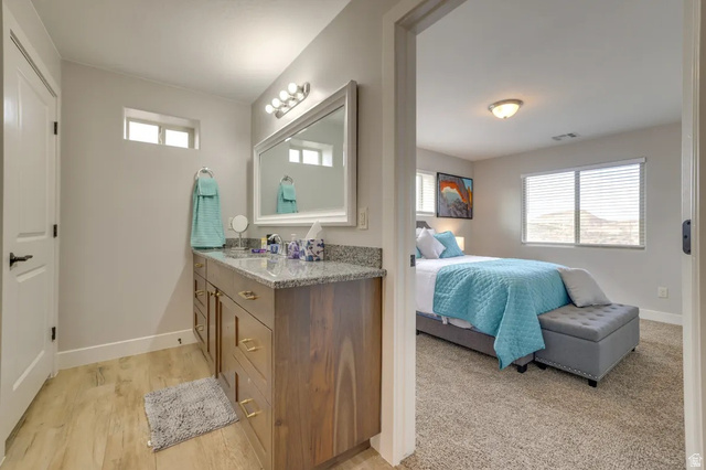 217 West Terrace Circle Toquerville, UT 84774 - Photo 13 of 25 Ensuite bathroom featuring plenty of natural light, vanity, and light wood-type flooring