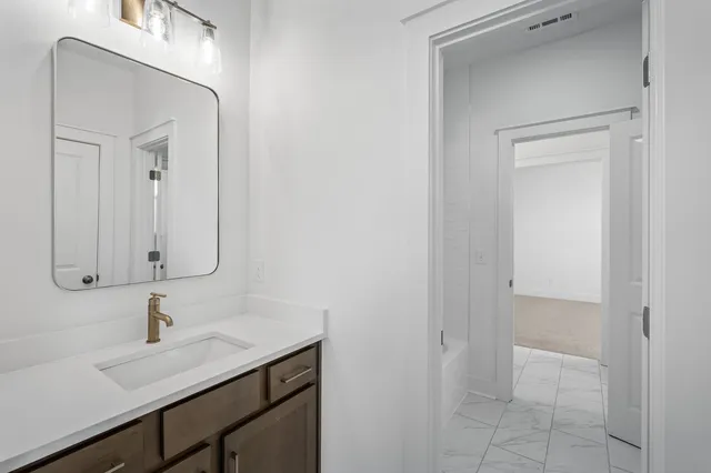 a bathroom with a bathtub