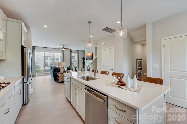 a kitchen with lots of counter space
