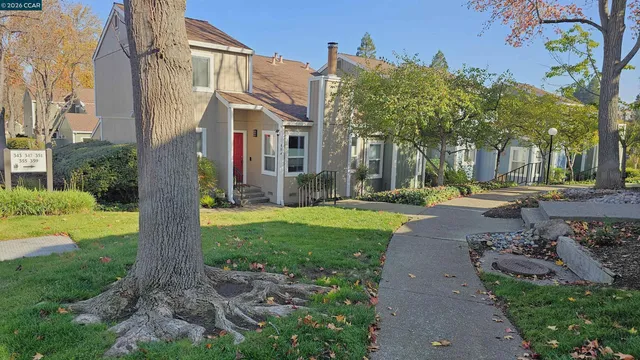a view of a building with a garden