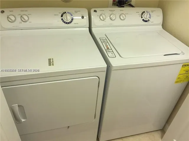 a close up view of washer and dryer