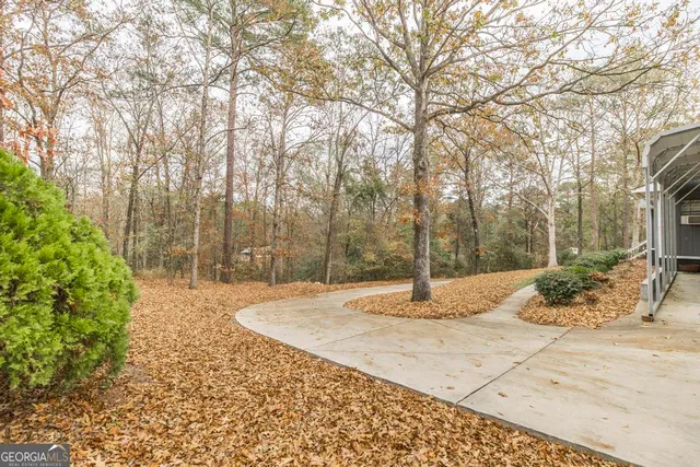 a view of a backyard of the house