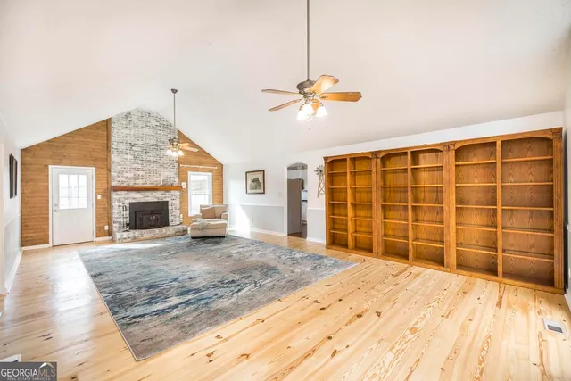 a view of a livingroom with a flat screen tv