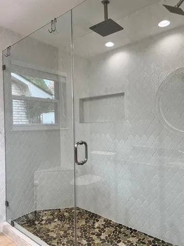 a bathroom with a shower