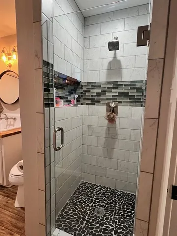 a bathroom with a shower