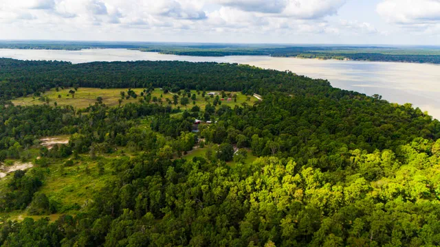 a view of lake and mountain