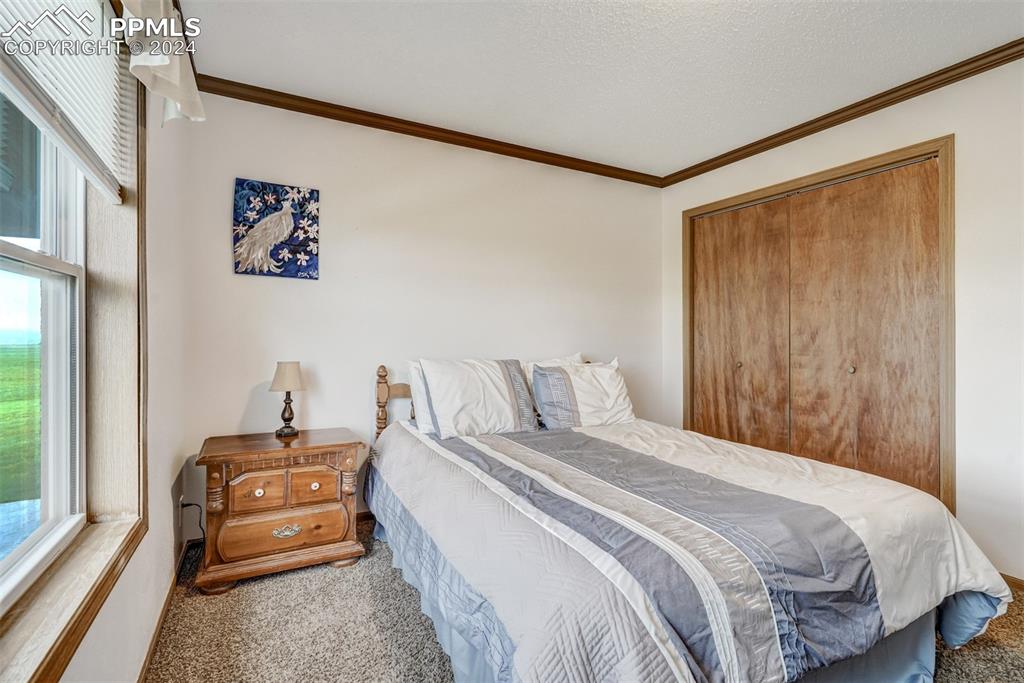 21445 Scott Road Calhan, CO 80808 - Photo 23 of 50 a bedroom with a bed and wooden floor