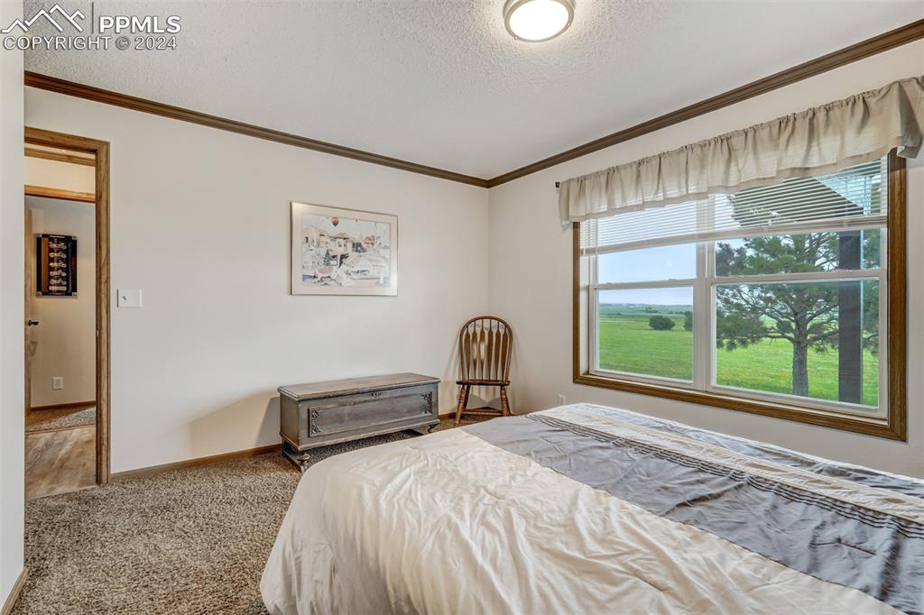 21445 Scott Road Calhan, CO 80808 - Photo 24 of 50 a bedroom with a bed and a large window