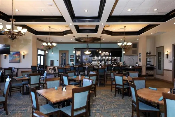 a view of a dining area with furniture