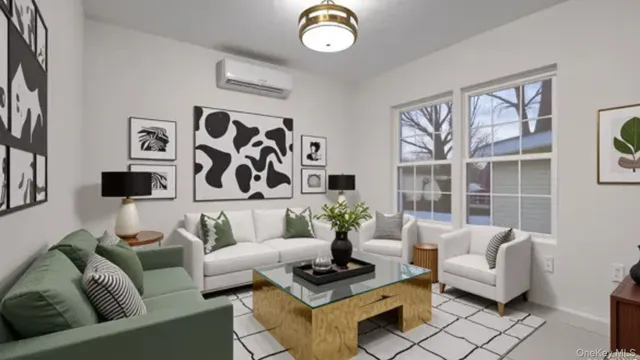 a living room with furniture and a window