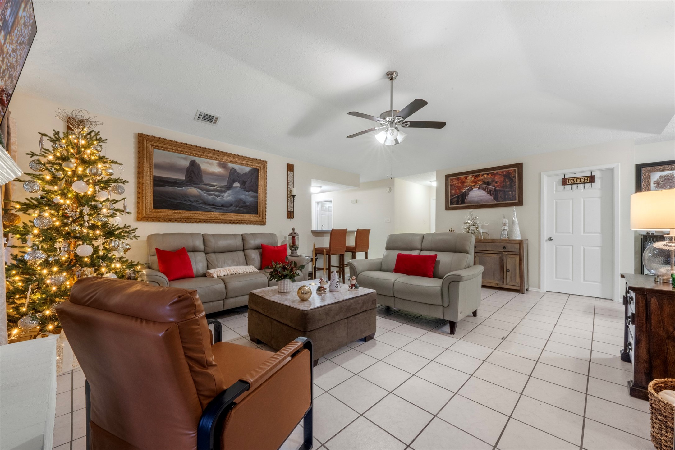 1114 Poppets Way Crosby, TX 77532 - Photo 7 of 48 Cozy living room with fireplace, perfect for year round comfort.