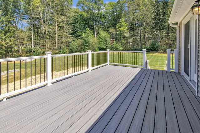a view of a wooden deck