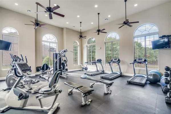 a view of a room with gym equipment