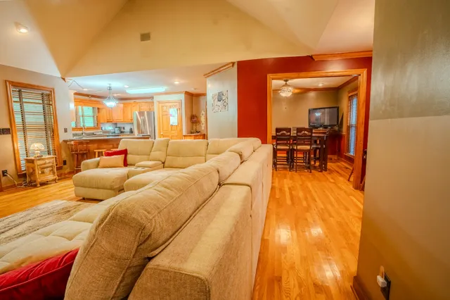 a living room with furniture and a couch